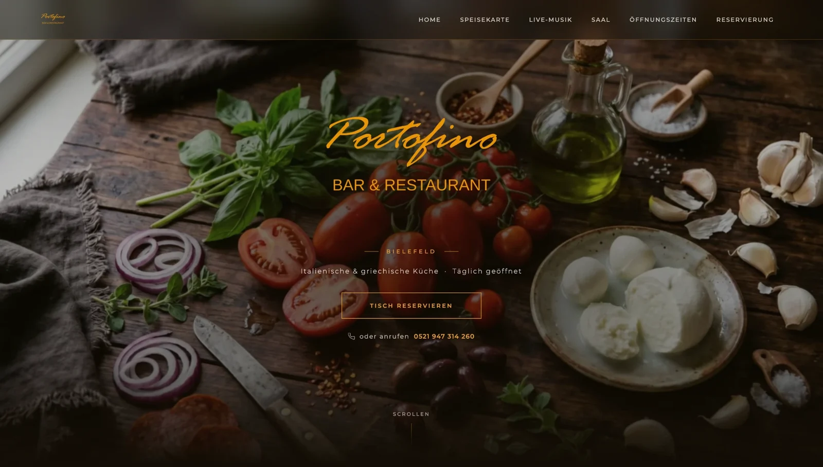 Website von Portofino Bar & Restaurant