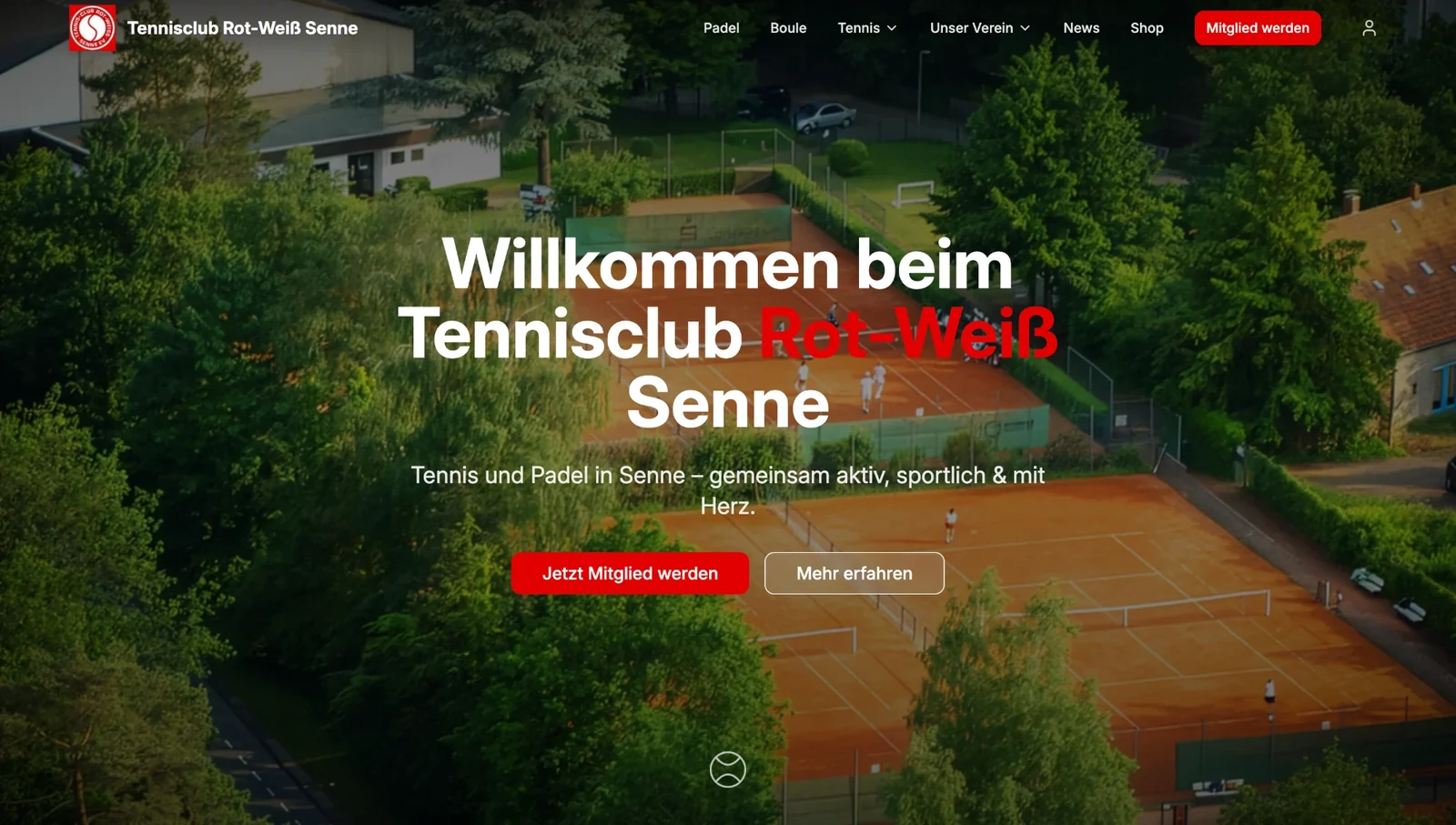Website von Tennisclub Rot-Weiß Senne