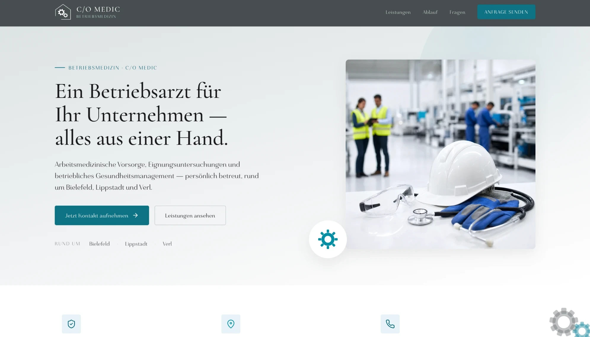 Die Landingpage der C/O Medic Betriebsmedizin