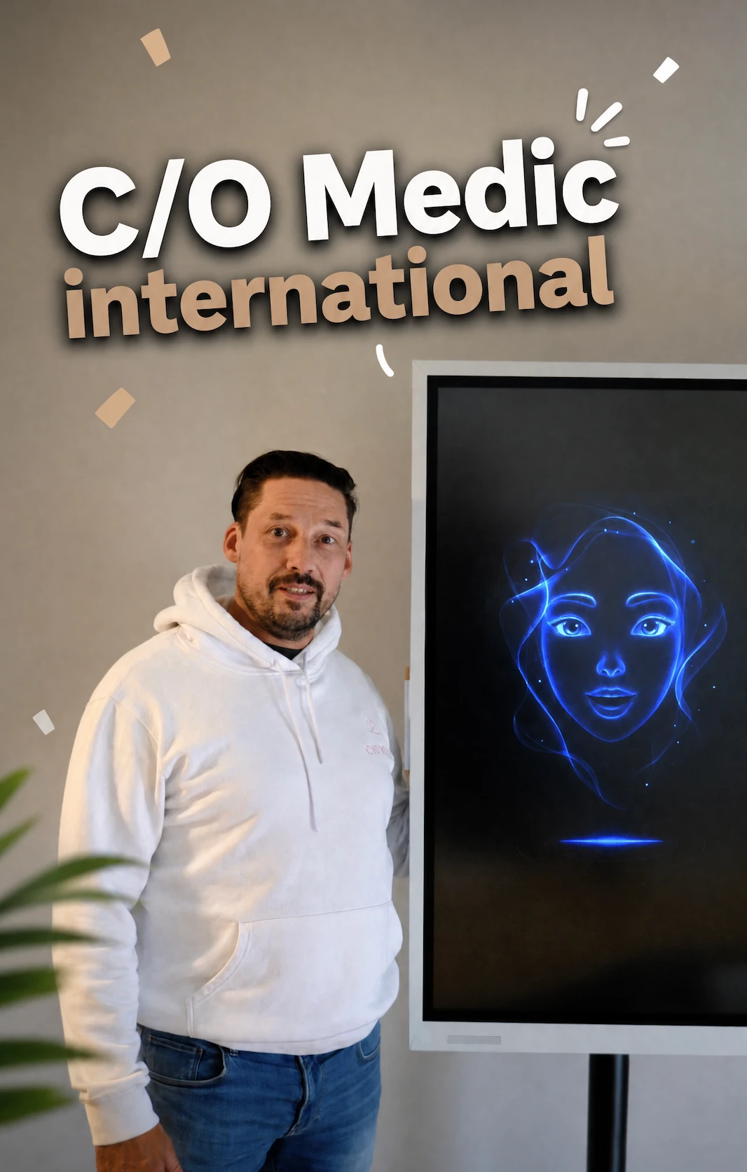 Thumbnail ‚C/O Medic international' mit KI-Avatar
