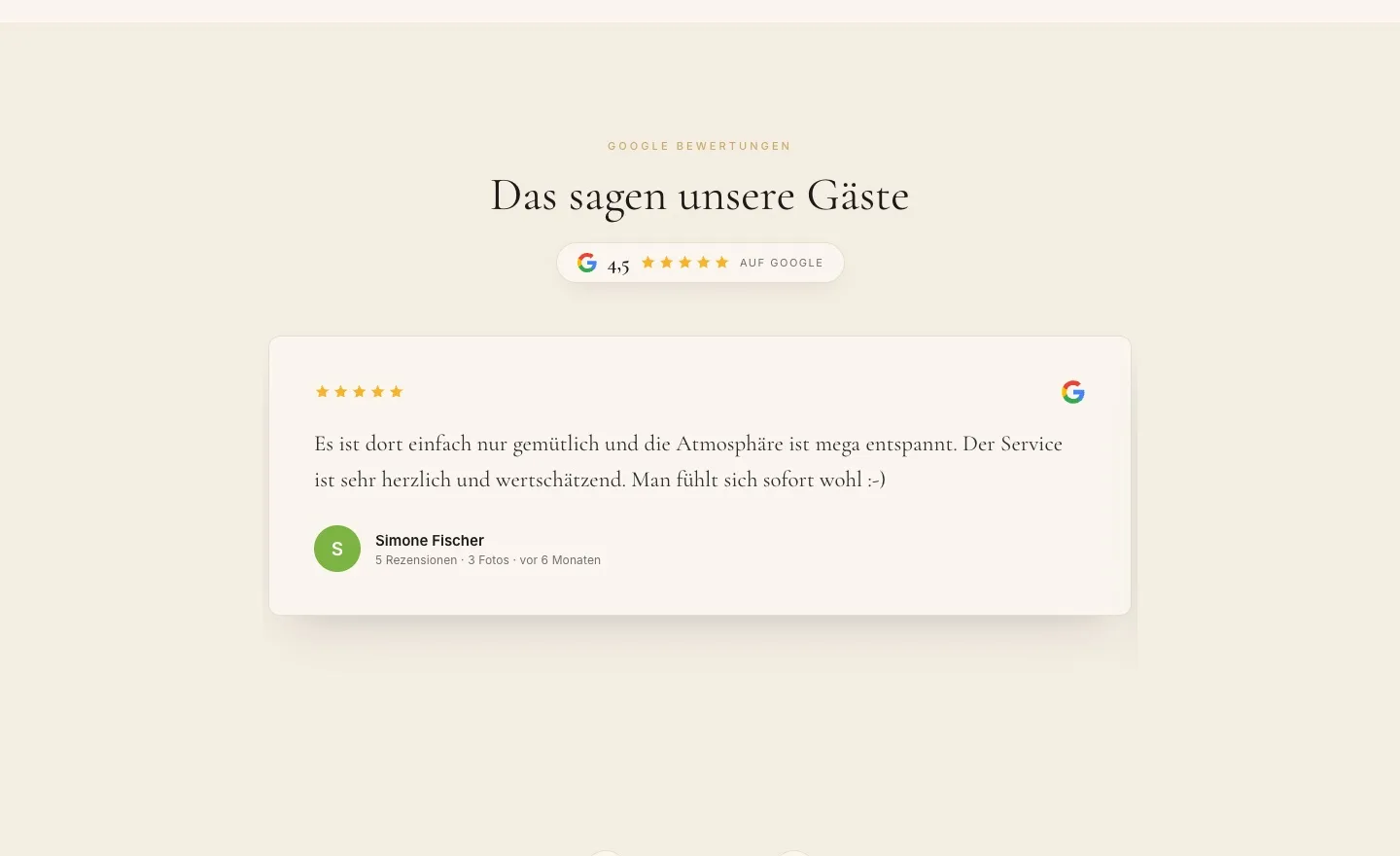 Google-Bewertungen auf der neuen Website